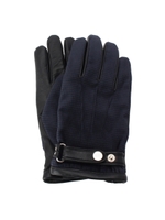 タッチスクリーンレザー&&ファブリックショートグローブ/ブルー系(594)