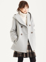 フードポンチョコート/L／グレー