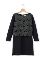 ボタニカルレース起毛ワンピース/グレー(512)