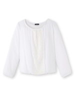 [L]シフォンレースプルオーバー/ホワイト(002)