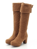 バックリボンブーツ/ベージュ