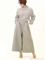 ヘリンボーンワイドパンツ/グレー