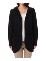 ラメフーデットリブロングカーディガン/ブラック(019)