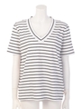 【BED&BREAKFAST】Single Stripe WH V-neck/WHITEmix