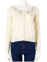 クリアビジューニットカーディガン/アイボリー