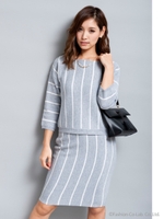 ストライプニットセットアップ/オレンジ