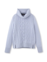 スヌード付ケーブルニット/ライトブルー(091)