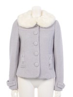 リボンポケットショートコート/ブルー