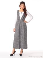 ワイドサロペットパンツ/ＢＬＫ／ホワイト