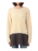 畦編みAラインバイカラーニット/オフホワイト(503)