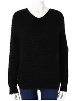 Vネックシャギーニット/ブラック