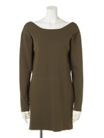 サイドスリットニットトップス/カーキ