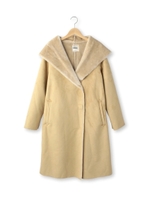 フェイクムートンフーデッドコート/サンドベージュ(053)