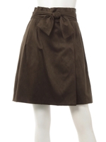 マイクロライトスエードネジリリボンスカート/ブラウン