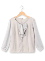 ラッフルシフォン切り替えカットソー/ライトグレー(011)