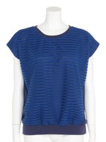 リップルボーダーカットTOPS/ブルー