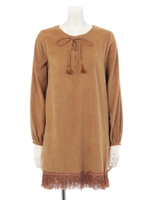 裾フリンジミニOP/ブラック