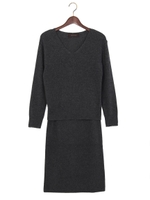 ★JOC ニット Vネック プルオーバー　&　タイト スカート　セットアップ　/　ワンピース/DK.BROWN