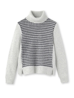 ジオメトリック柄タートルネックニット/ブラック(419)