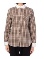 チェック柄クレリックシャツ/ベージュ系(253)