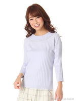 ワイドリブニットプルオーバー/グレー