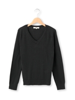 Vネックベーシックニットプルオーバー/サックス(090)