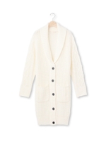 ウール混あぜ編みロングニットカーディガン/オフホワイト(003)