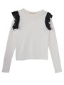 Frill sleeve long Tshirt/white*black