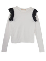 Frill sleeve long Tshirt/white*black