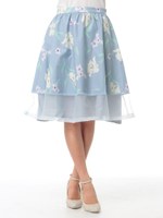 【Cherite by PRIME PATTERN】花昇華転写ptオーガンジー切替SK/ピンク