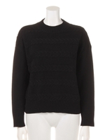 【mystic】ケーブルボーダーニットプルオーバー/ブラック