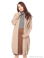 アルパカ混ロングコーディガン/チャコール