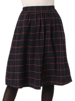 【OUTLET】ウインドペンチェックミモレ丈スカート/グレー