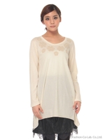 サークルフラワー刺しゅうチュニック/クリーム
