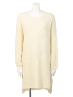 サイドスリットロングニットOP/WH