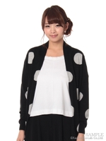 ドットインターシャカーディガン/ホワイト