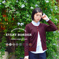 EVERYボーダーラウンドネックニットカーディガン