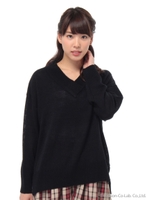 ・ゆるVニットプルオーバー/Navy