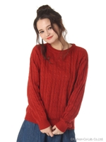 ・ベーシックケーブルニットプルオーバー/Red