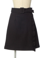 【Fi.n.t】ベルト付きフリル巻きスカート/BLACK