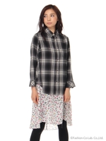 いちごミニバラプリント×チェックワンピース/ホワイト