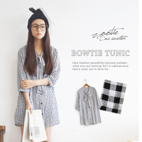 ギンガム＆ストライプ ボウタイチュニック