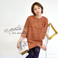 グラスフラワータックスリーブワンピース