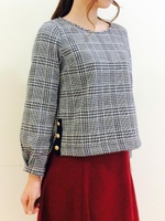 サイド釦ジャカードプルオーバー/ブラック柄