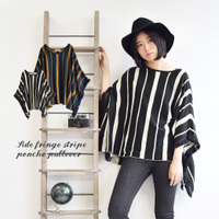 ジャガードストライプ ドルマンポンチョプルオーバー