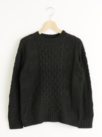 アラン柄クルーニット/キャメル