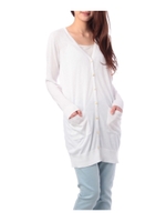 シルク混ロングニットカーディガン/ホワイト(001)