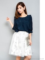 ジョーゼットフラワーチュールスカート/オフホワイト