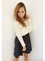 ダブルフレアニットソーコンビワンピース/IVO