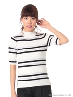 ハイネックボーダーニット/ブラック